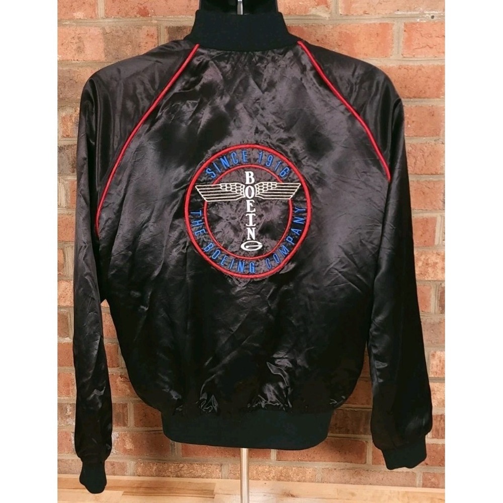 High Five Satin Totem Vintage Boeing Company Airplane Size Large Zip Up Jacket